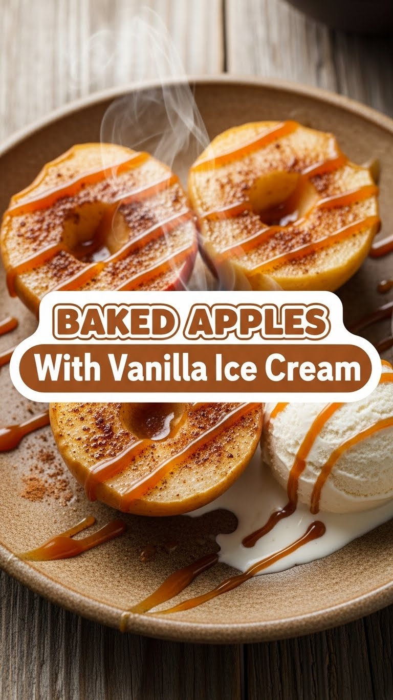 Baked Apples With Vanilla Ice Cream