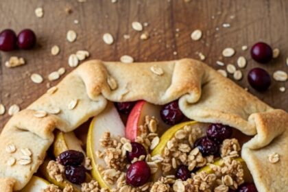 Apple Pear Cranberry Pie With Oat Streusel