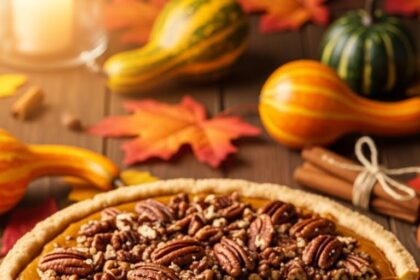 Pumpkin Pie With Pecan Topping