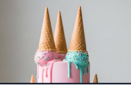 Cake With Ice Cream Cones