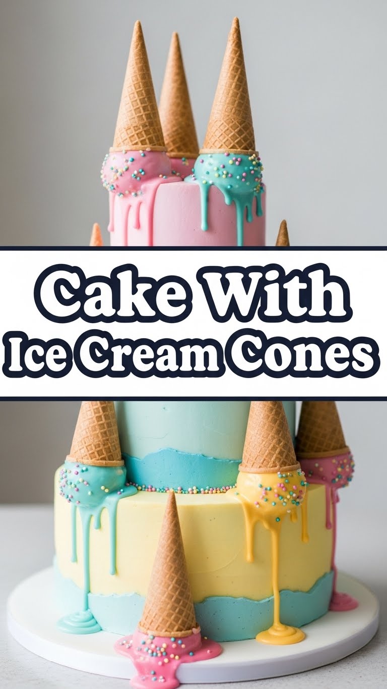 Cake With Ice Cream Cones