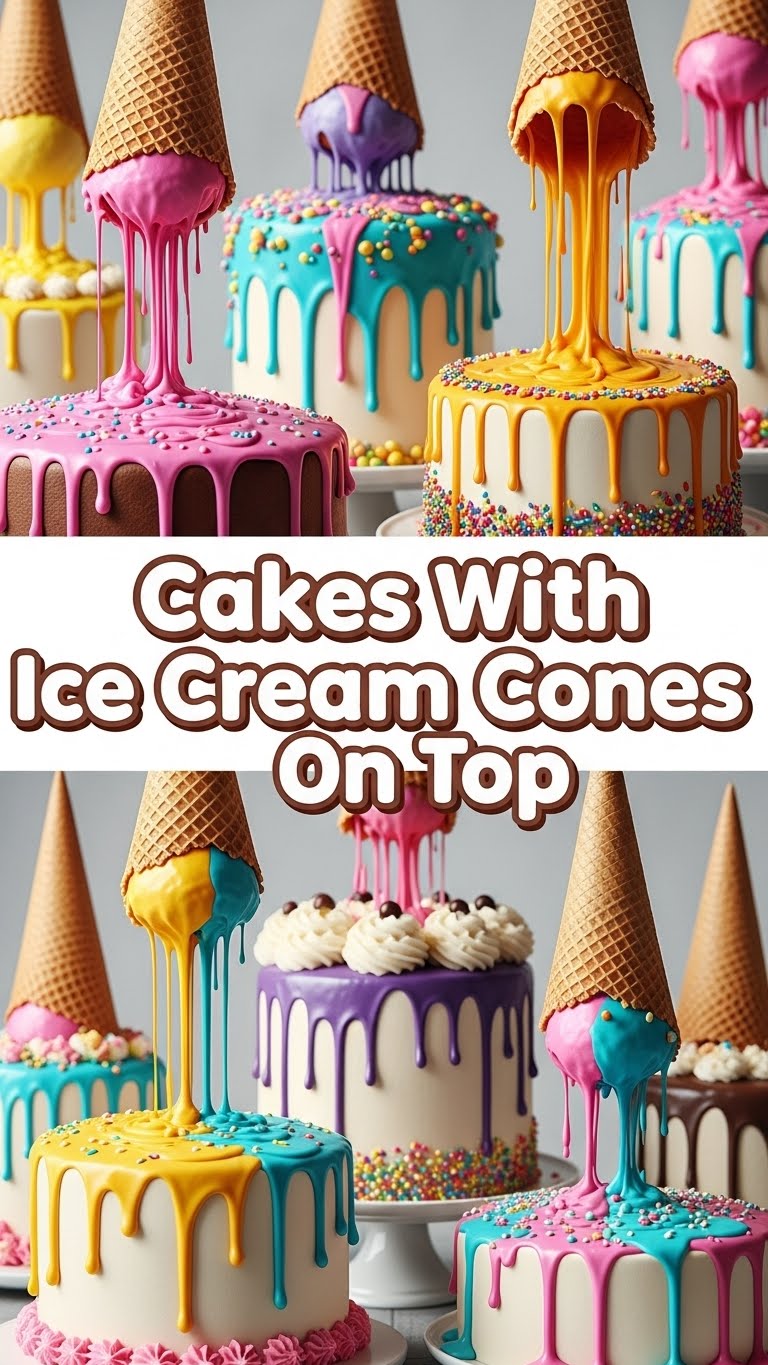 Cakes With Ice Cream Cones On Top