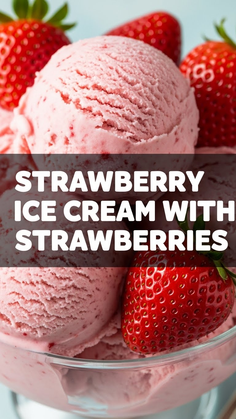 Strawberry Ice Cream With Fresh Strawberries