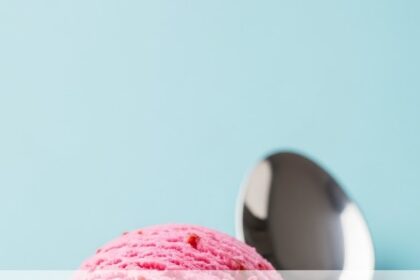 Strawberry Ice Cream With Spoon