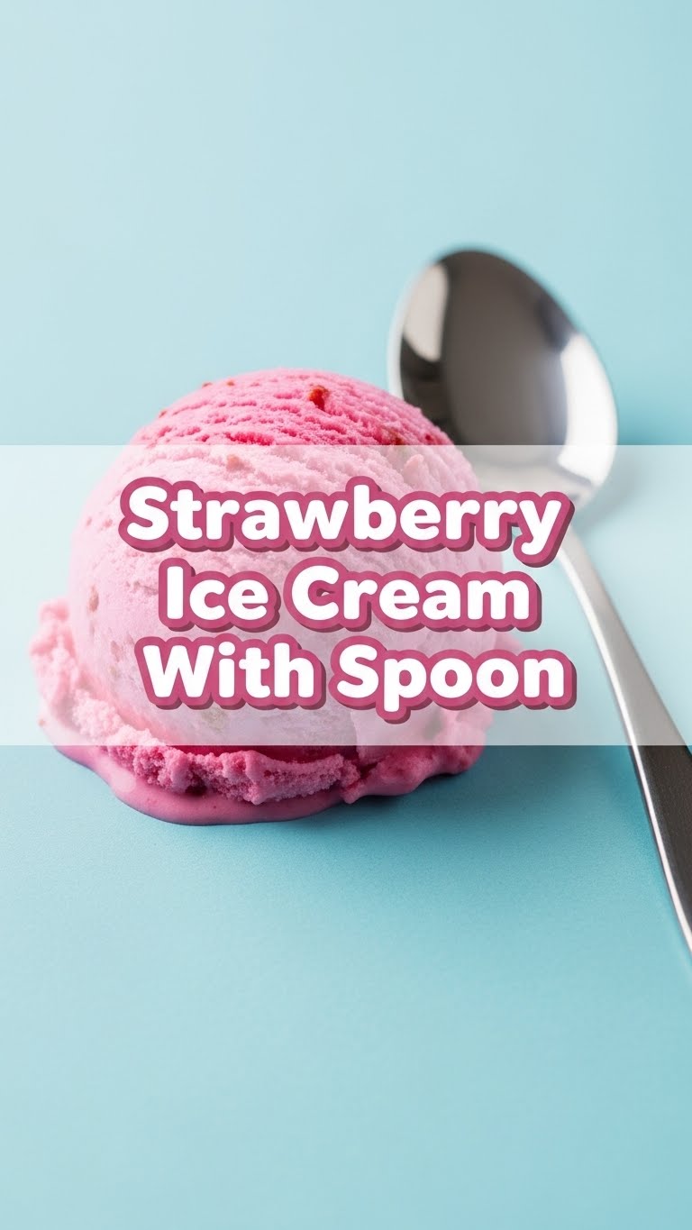 Strawberry Ice Cream With Spoon