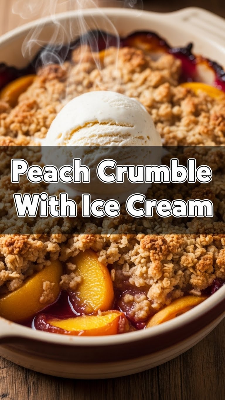 Peach Crumble With Ice Cream