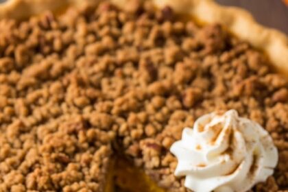 Bourbon Pumpkin Pie With Pecan Streusel