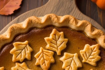 Pumpkin Pie With Leaf Design