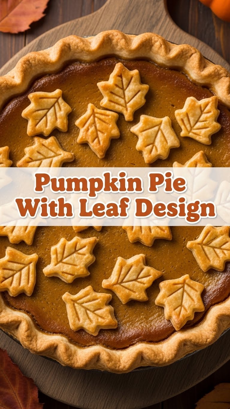 Pumpkin Pie With Leaf Design