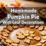 Homemade Pumpkin Pie With Leaf Decorations