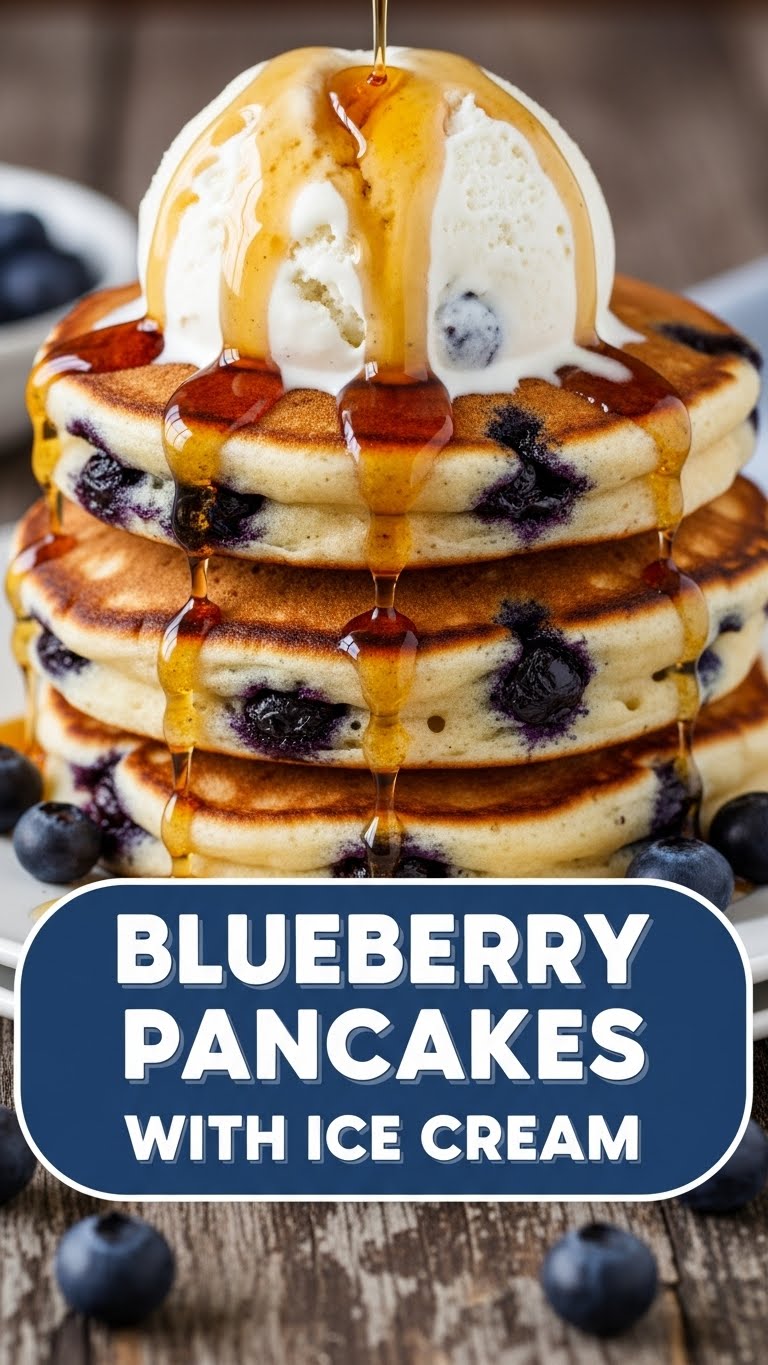 Blueberry Pancakes With Ice Cream