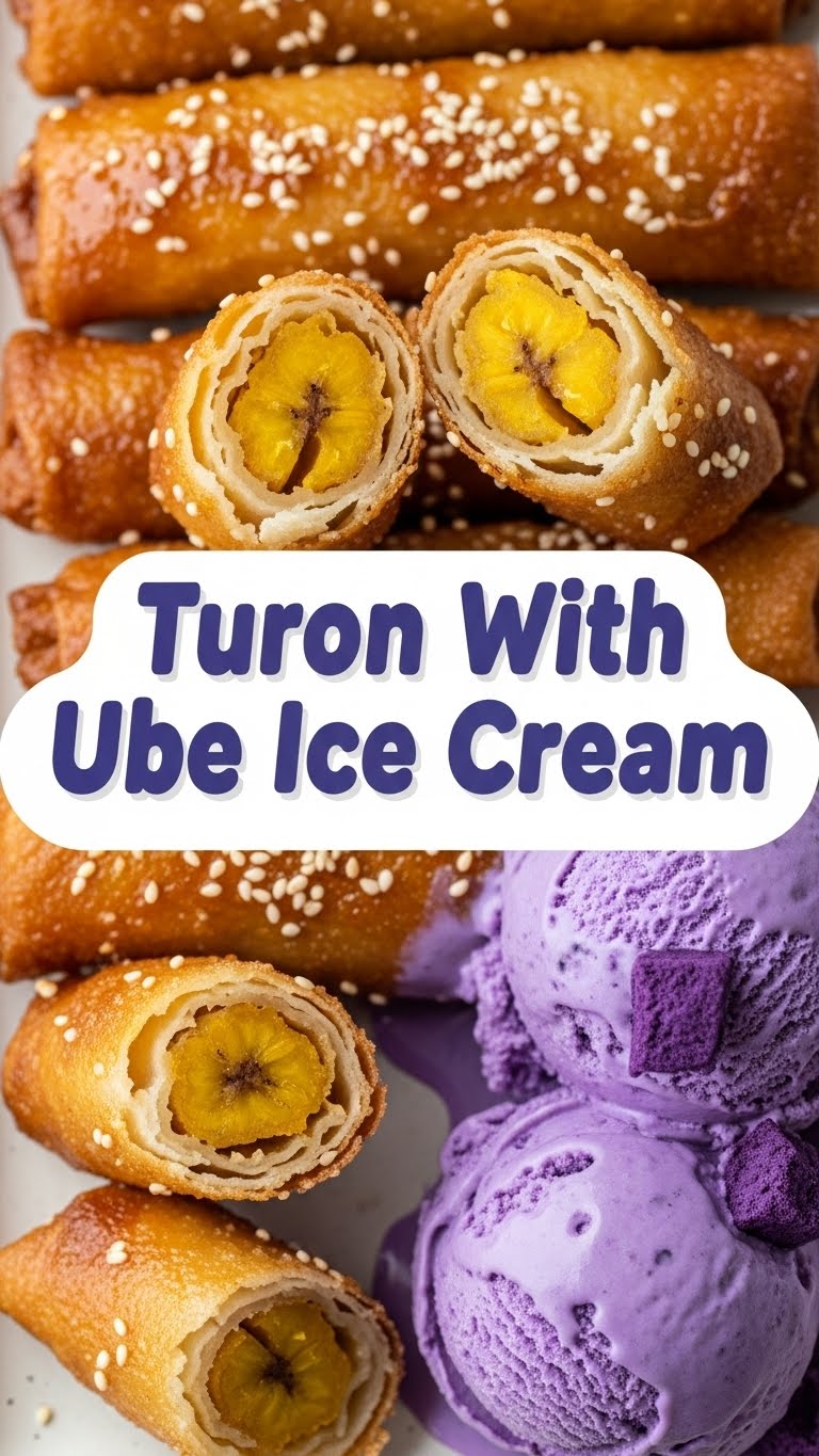 Turon With Ube Ice Cream
