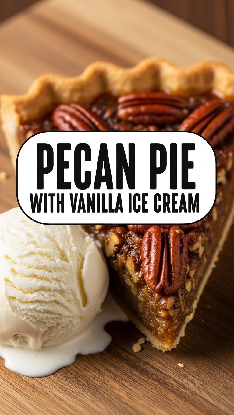 Pecan Pie With Vanilla Ice Cream