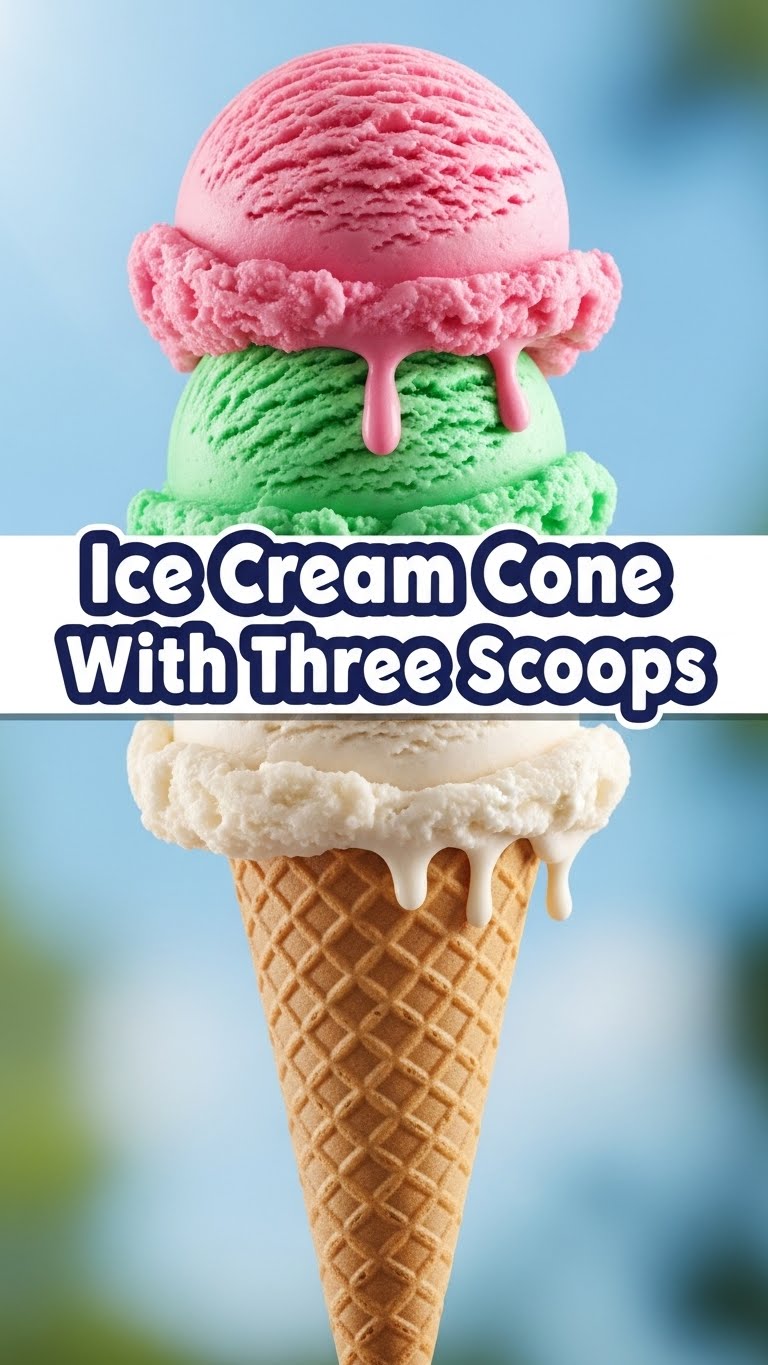 Ice Cream Cone With Three Scoops