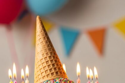 Birthday Cake With Ice Cream Cone On Top