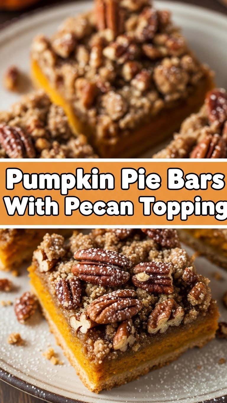Pumpkin Pie Bars With Pecan Topping