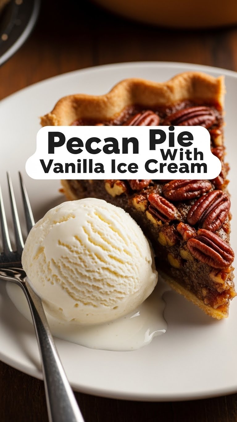 Pecan Pie With Vanilla Ice Cream