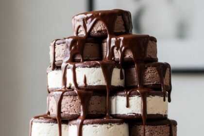 Homemade Ice Cream Cake With Ice Cream Sandwiches