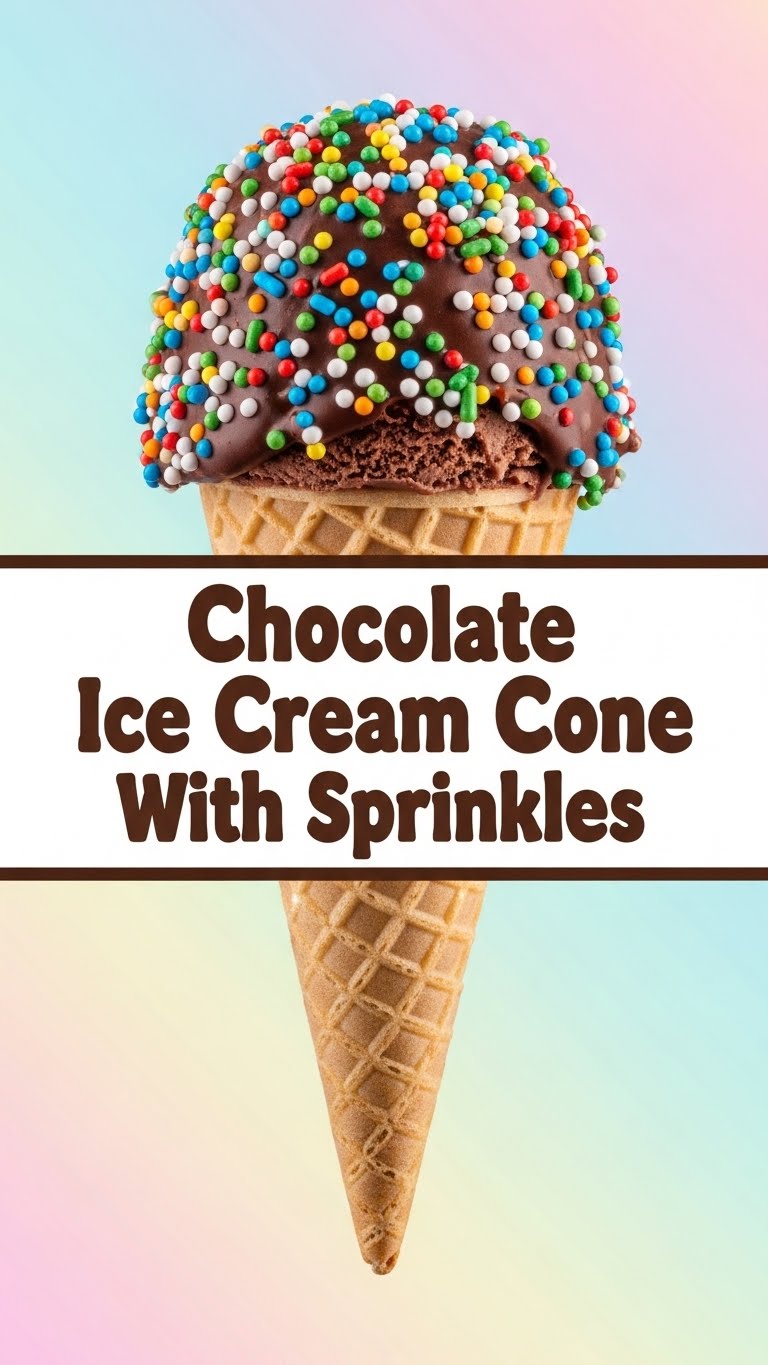 Chocolate Ice Cream Cone With Sprinkles