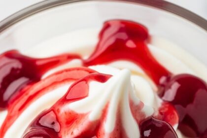 Frozen Yogurt With Cherry Topping