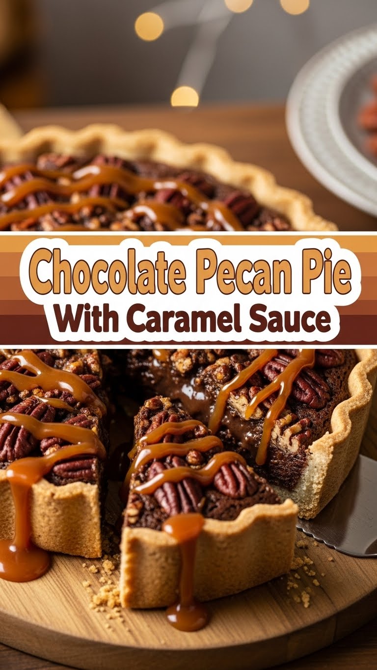 Chocolate Pecan Pie With Caramel Sauce