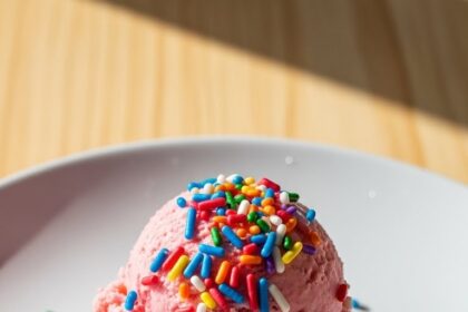 Strawberry Ice Cream With Rainbow Sprinkles