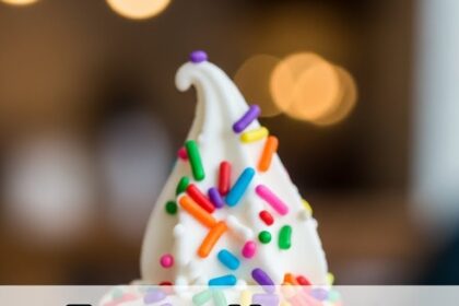 Frozen Yogurt With Strawberries And Sprinkles