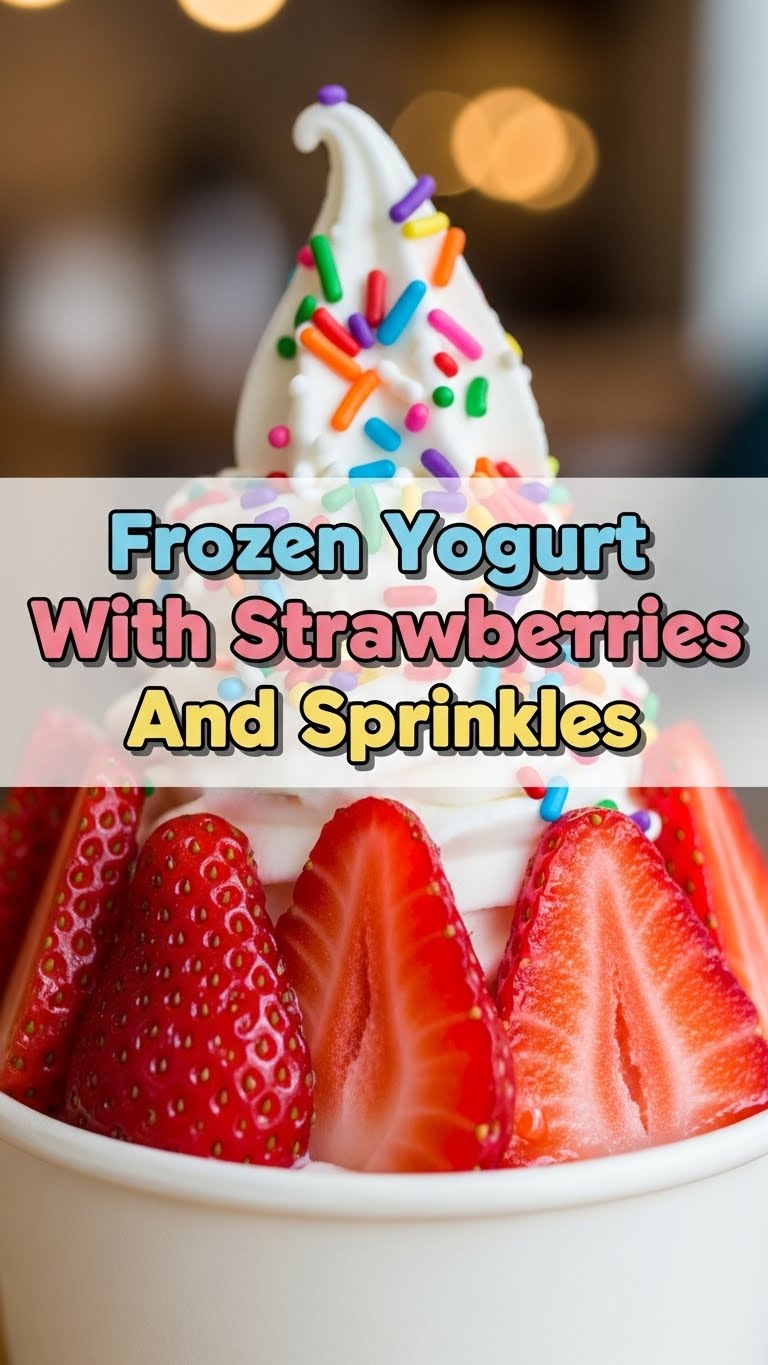 Frozen Yogurt With Strawberries And Sprinkles