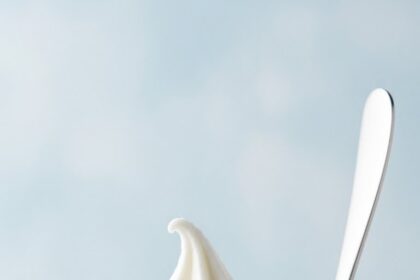 Cup Of Frozen Yogurt With Spoon