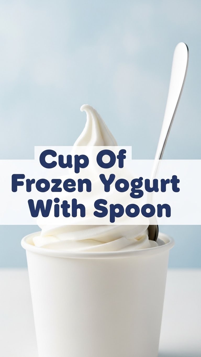 Cup Of Frozen Yogurt With Spoon