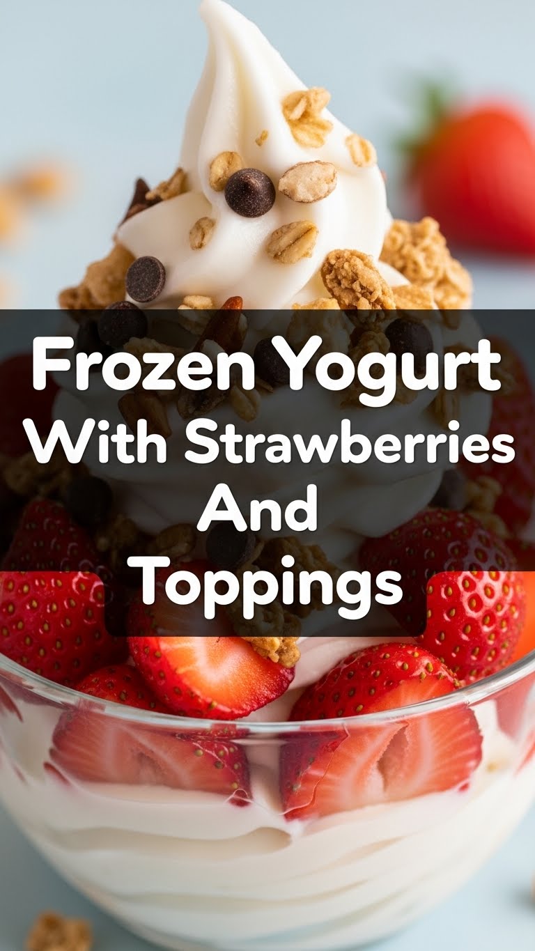 Frozen Yogurt With Strawberries And Toppings