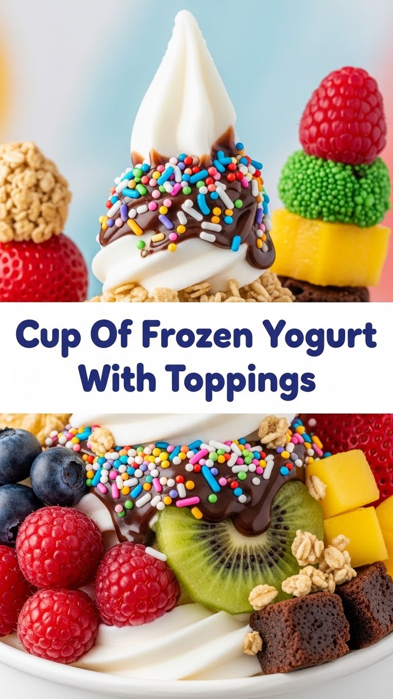 Cup Of Frozen Yogurt With Toppings