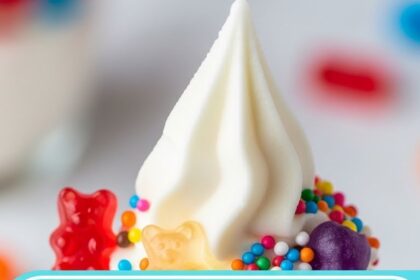 Frozen Yogurt With Colorful Candies
