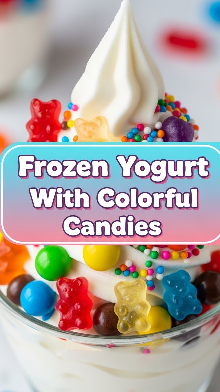Frozen Yogurt With Colorful Candies