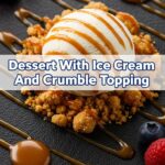 Dessert With Ice Cream And Crumble Topping