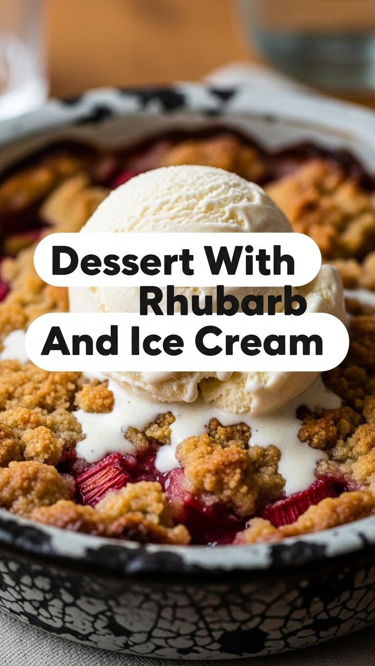 Dessert With Rhubarb And Ice Cream