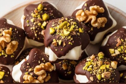 Chocolate-Covered Frozen Yogurt With Nuts