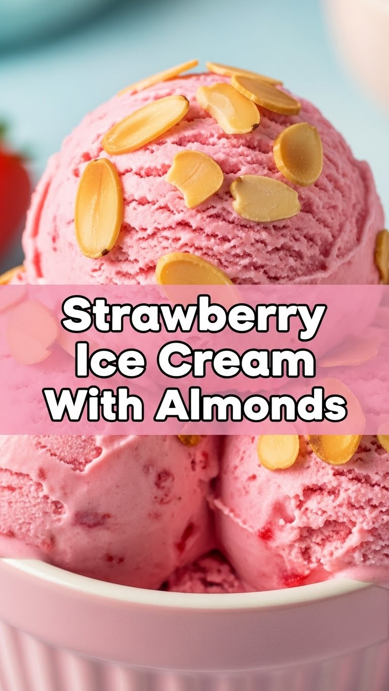 Strawberry Ice Cream With Almonds