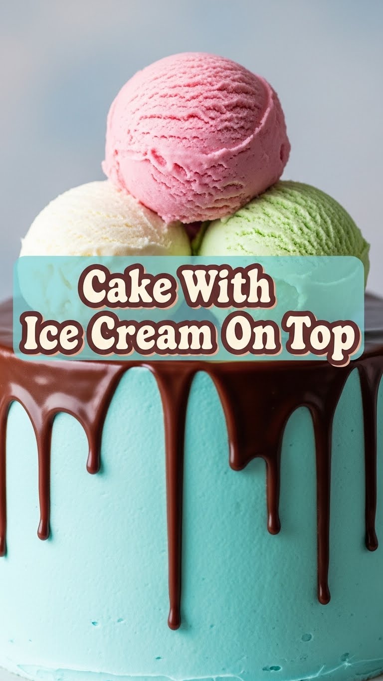Cake With Ice Cream On Top