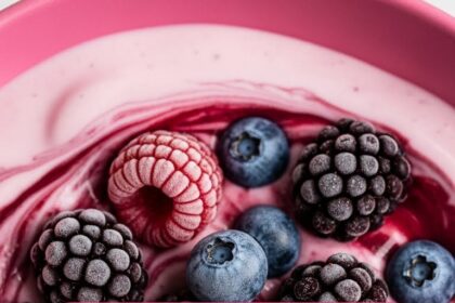 Raspberry Yogurt With Frozen Berries