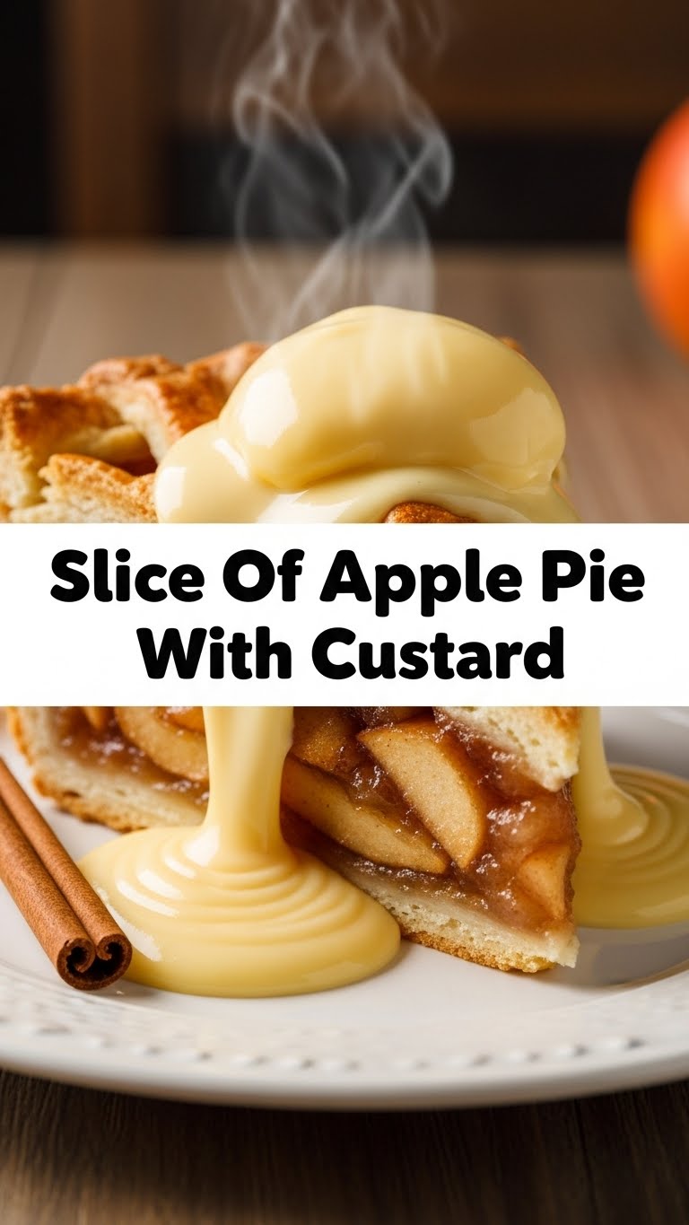 Slice Of Apple Pie With Custard