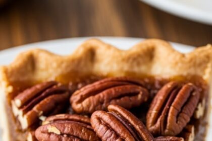 Slice Of Pecan Pie With Nuts