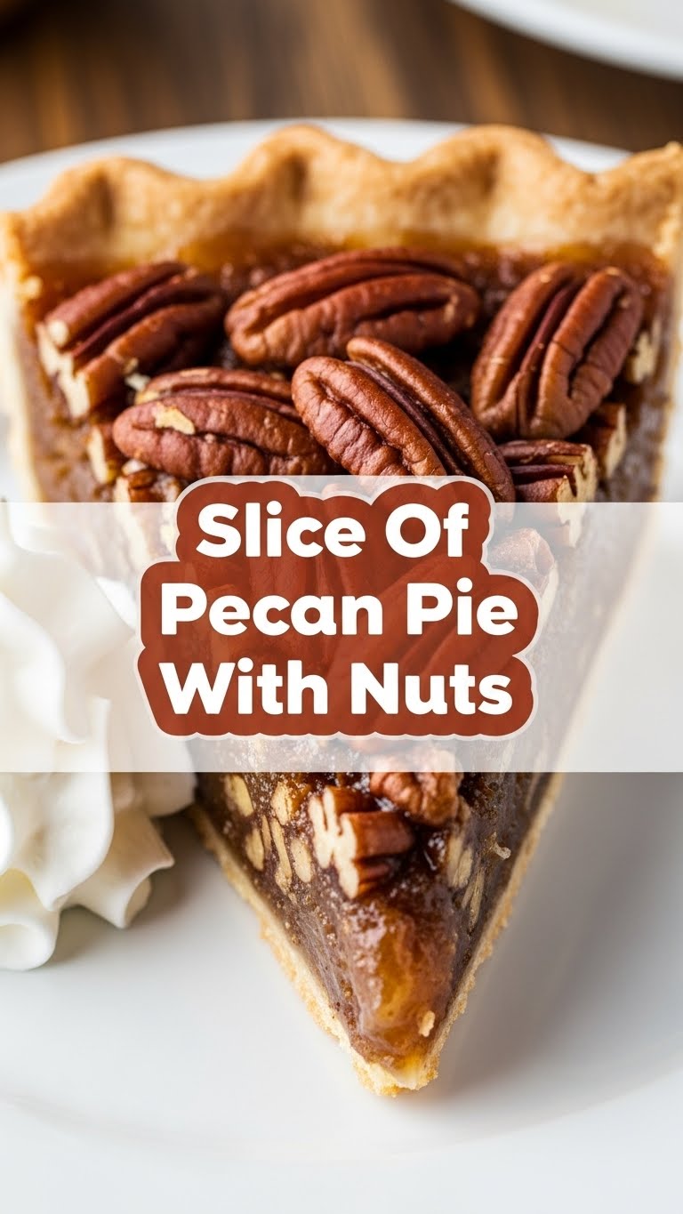 Slice Of Pecan Pie With Nuts