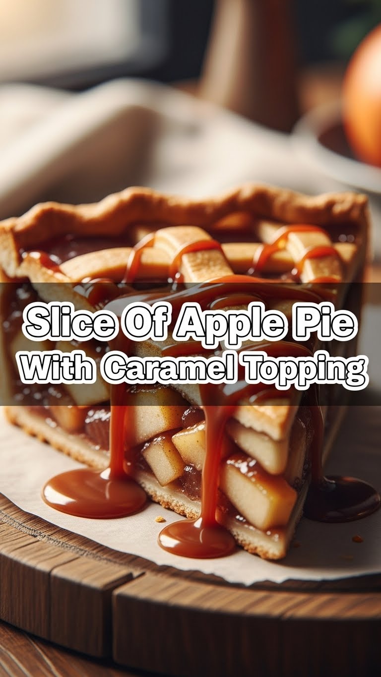 Slice Of Apple Pie With Caramel Topping