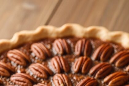 Pecan Pie With Pecan Garnish