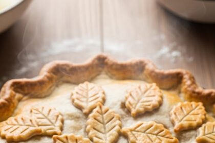 Homemade Apple Pie With Leaf Decorations