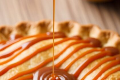 Homemade Apple Pie With Caramel Topping