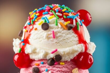 Ice Cream Cone With Toppings