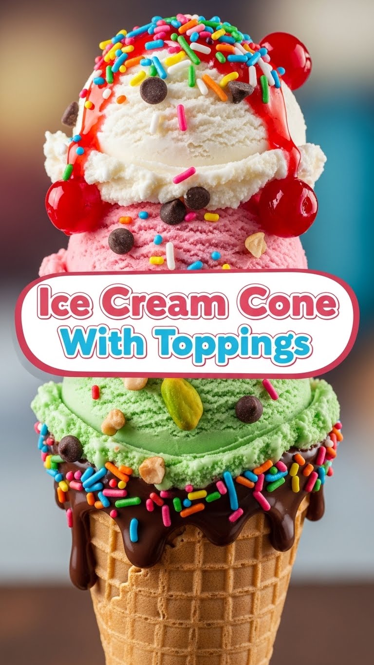 Ice Cream Cone With Toppings