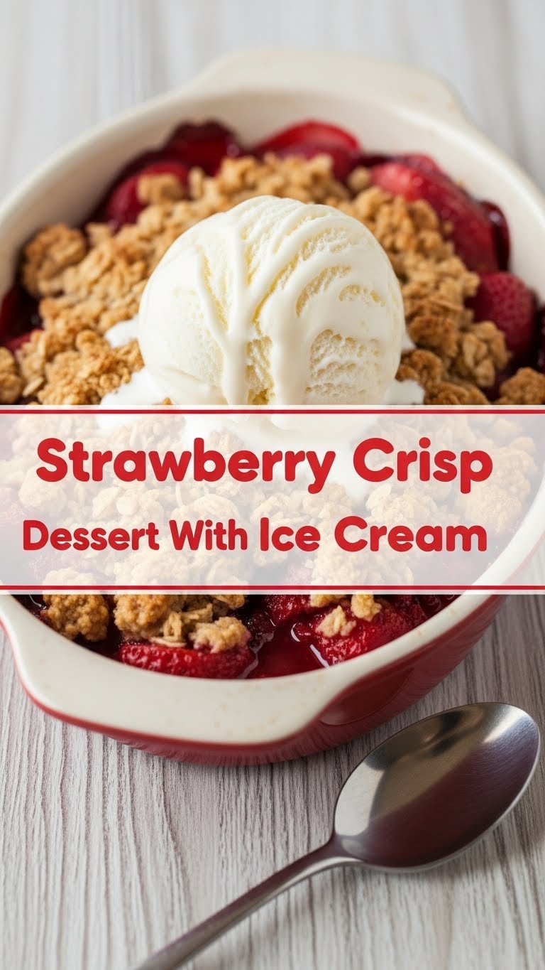 Strawberry Crisp Dessert With Ice Cream